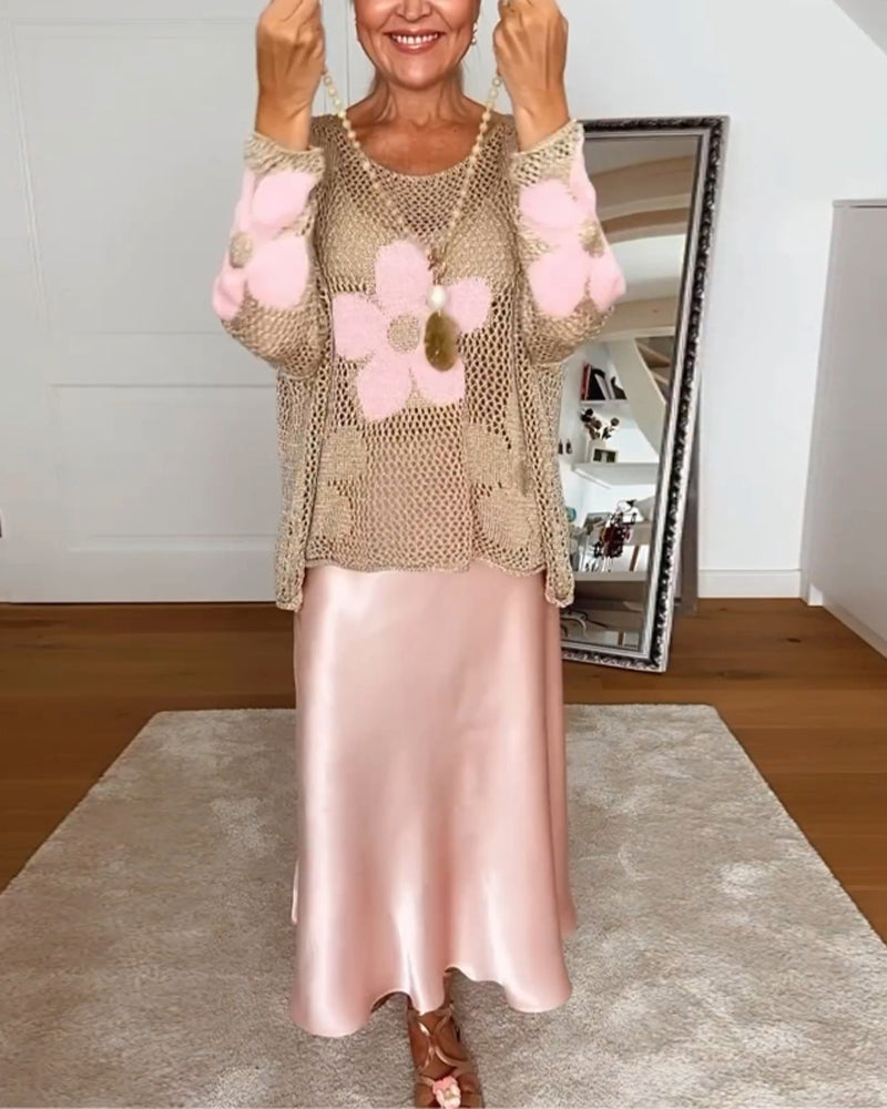Bloom | Haut en Crochet Floral pour Femmes à Manches Longues