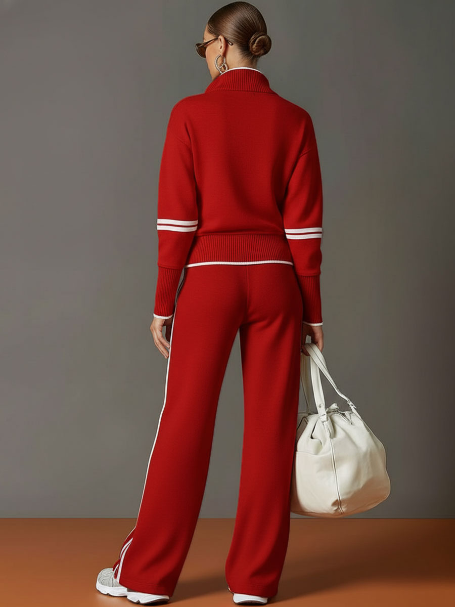 Sweat-shirt à demi-zip gris et blanc inspiré du vintage avec un ensemble de pantalon ample