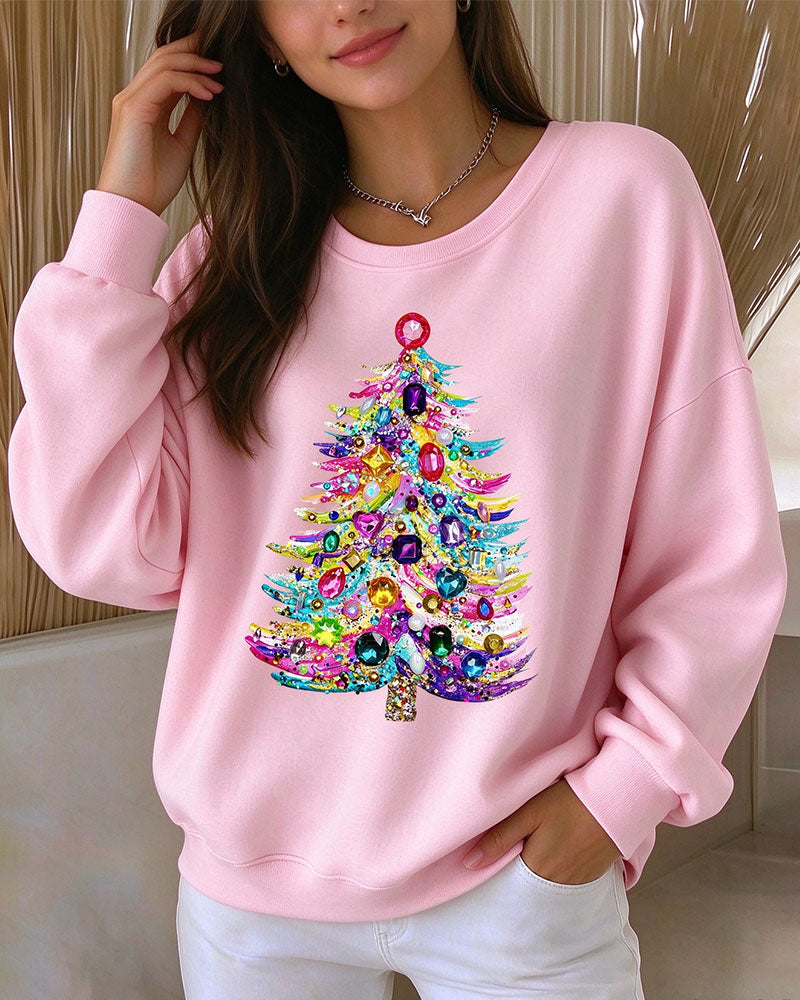 Pull à col rond avec motif sapin de Noël