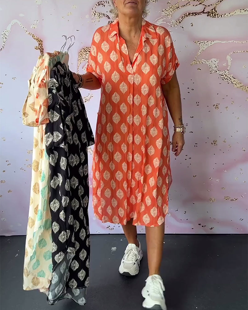 Robe loose à manches courtes avec col