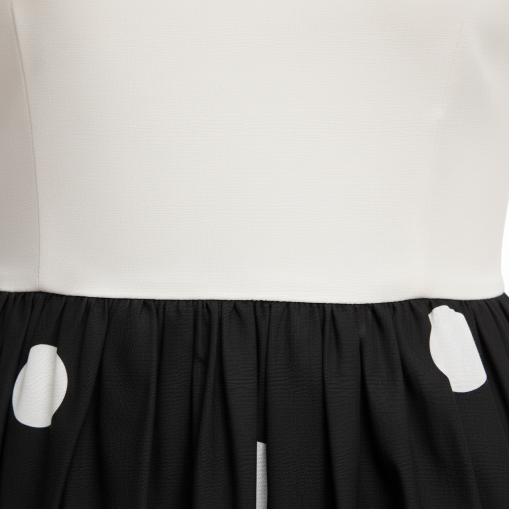 Robe Maxi à Pois avec Bustier Sans Bretelles et Jupe Évasée