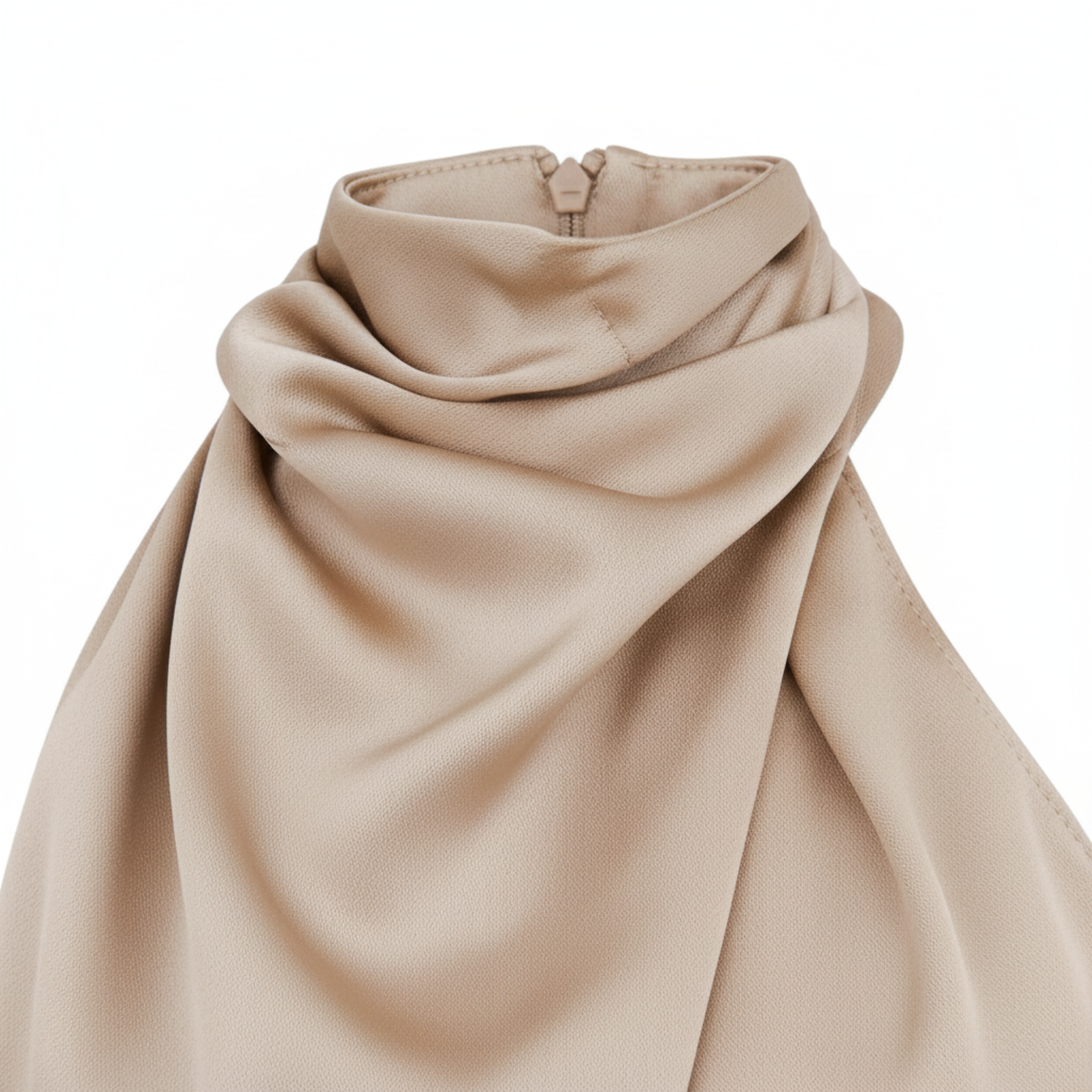 Robe Midi en Satin avec Col Drapé et Design à Dos Nu