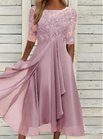 MW | Robe midi en chiffon avec des manches transparentes en longueur midi