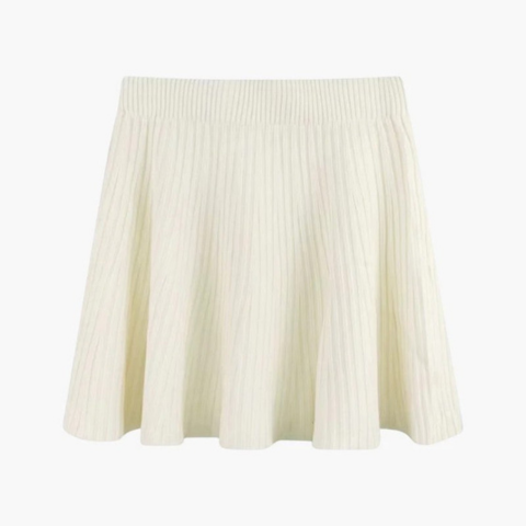 Jupe plissée en maille taille haute pour femme | Mini