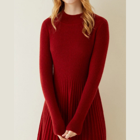 Robe en maille douce à manches longues pour femme | Midi