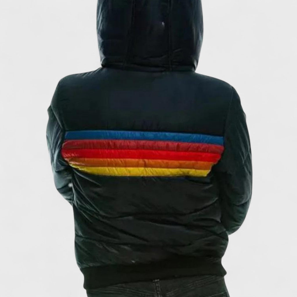 Veste Puffer Matelassée Rayée à Fermeture Éclair