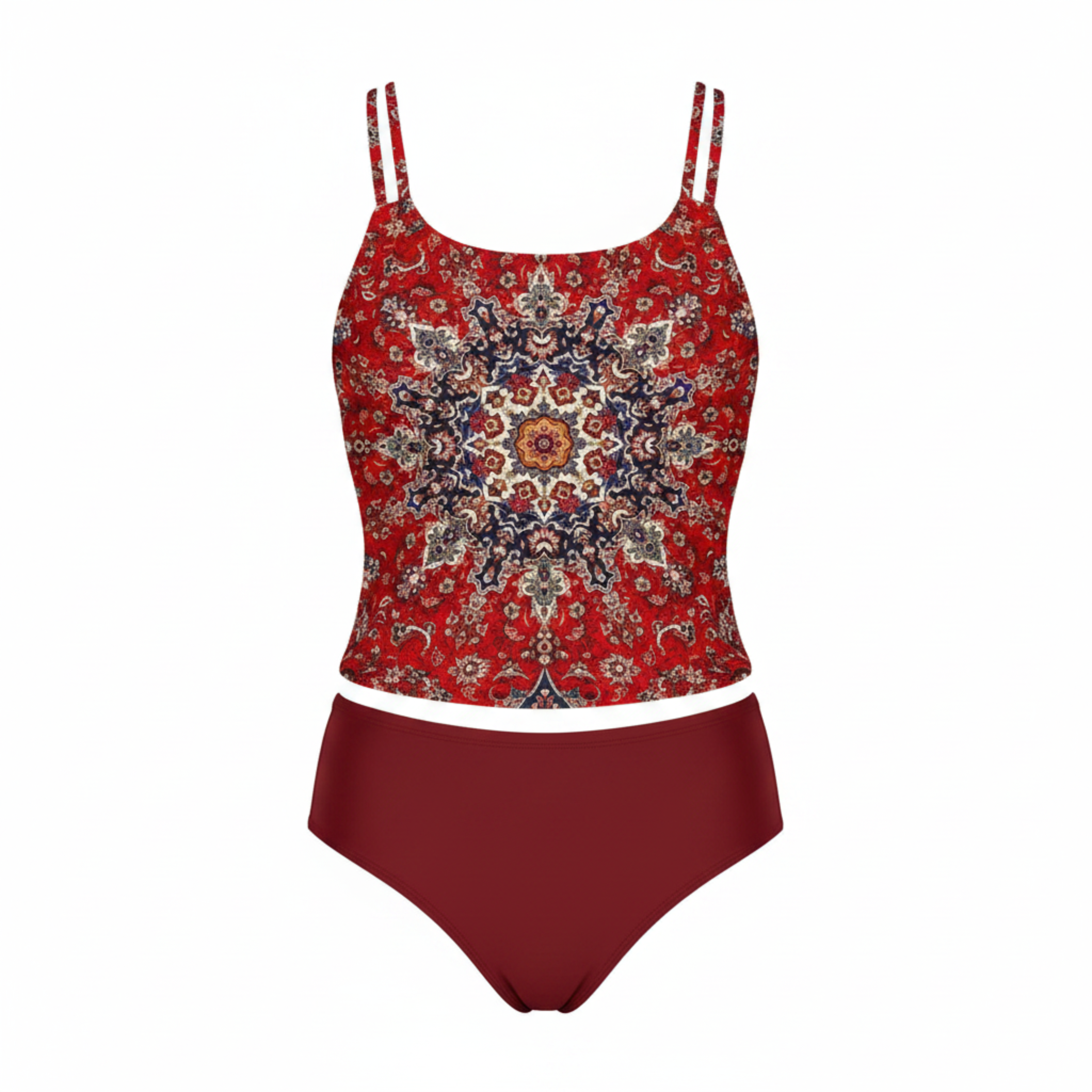 Maillot de Bain Tankini Imprimé pour Femme avec Culotte Haute Gainante