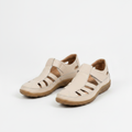 Sandales Fermées à Découpes pour Femme avec Bride Velcro et Semelle Souple