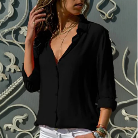 Chemise légère à boutons pour femme | Col