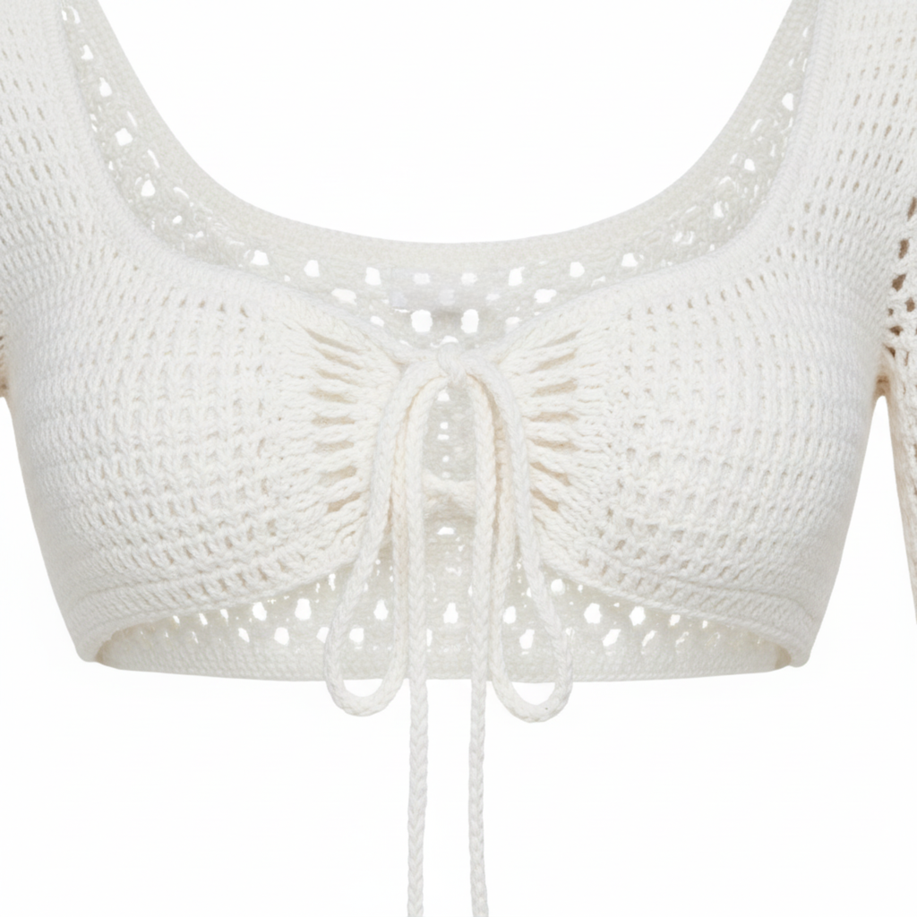 Ensemble de Plage 2 Pièces en Crochet avec Top Court et Beach Cover Up