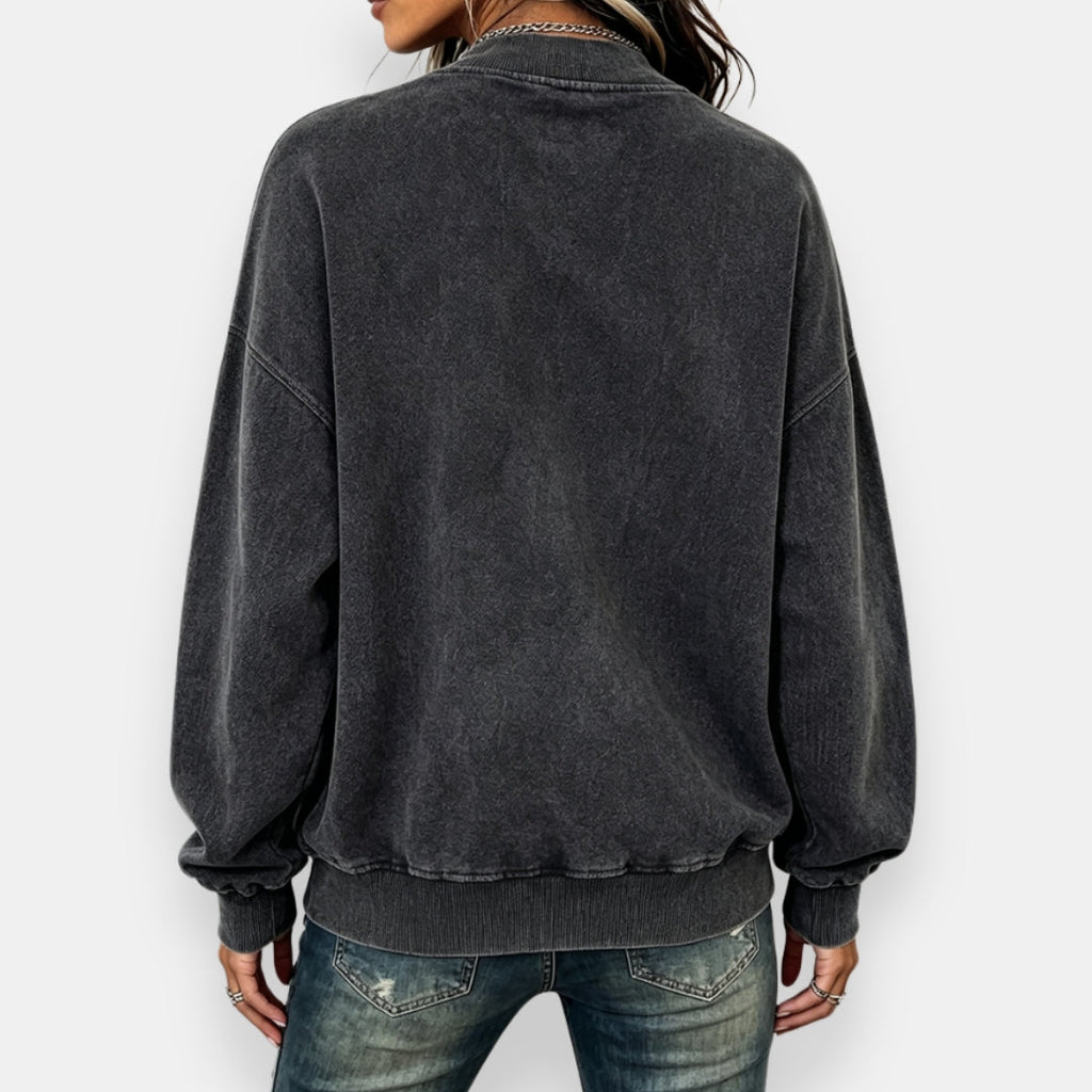 Sweat femme oversize à zip asymétrique