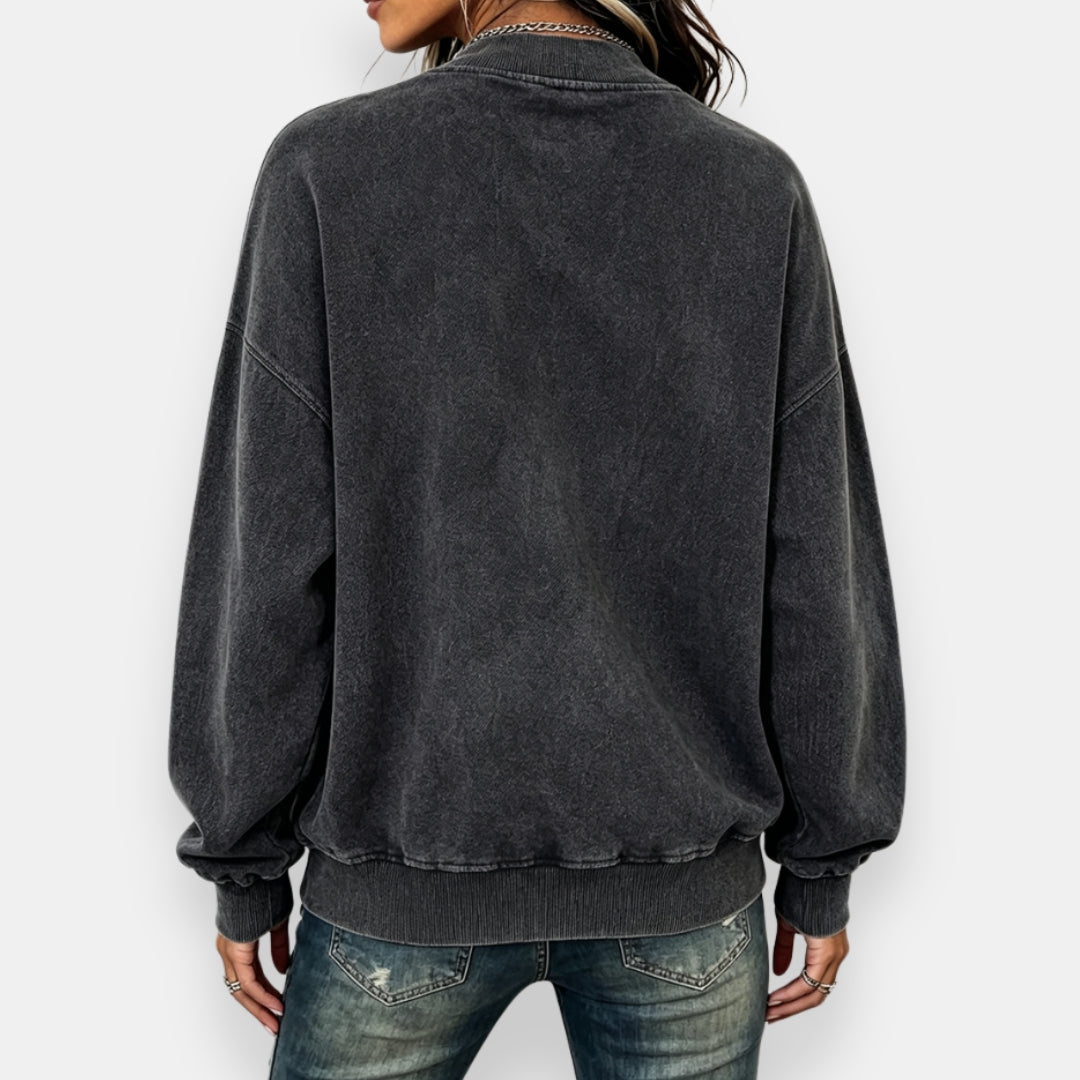 Sweat femme oversize à zip asymétrique