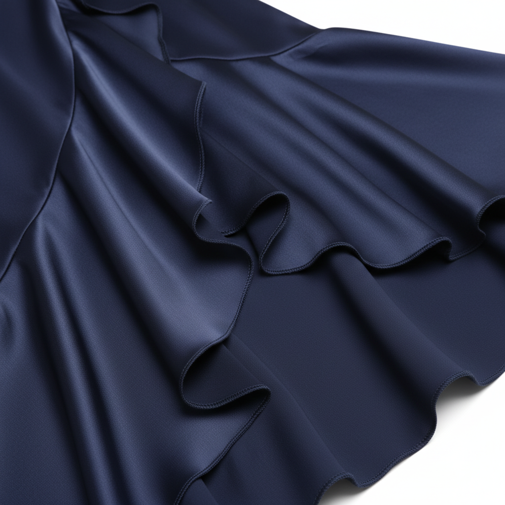 Robe de Cocktail Longue en Satin Design Cache-Cœur avec Jupe Cascade