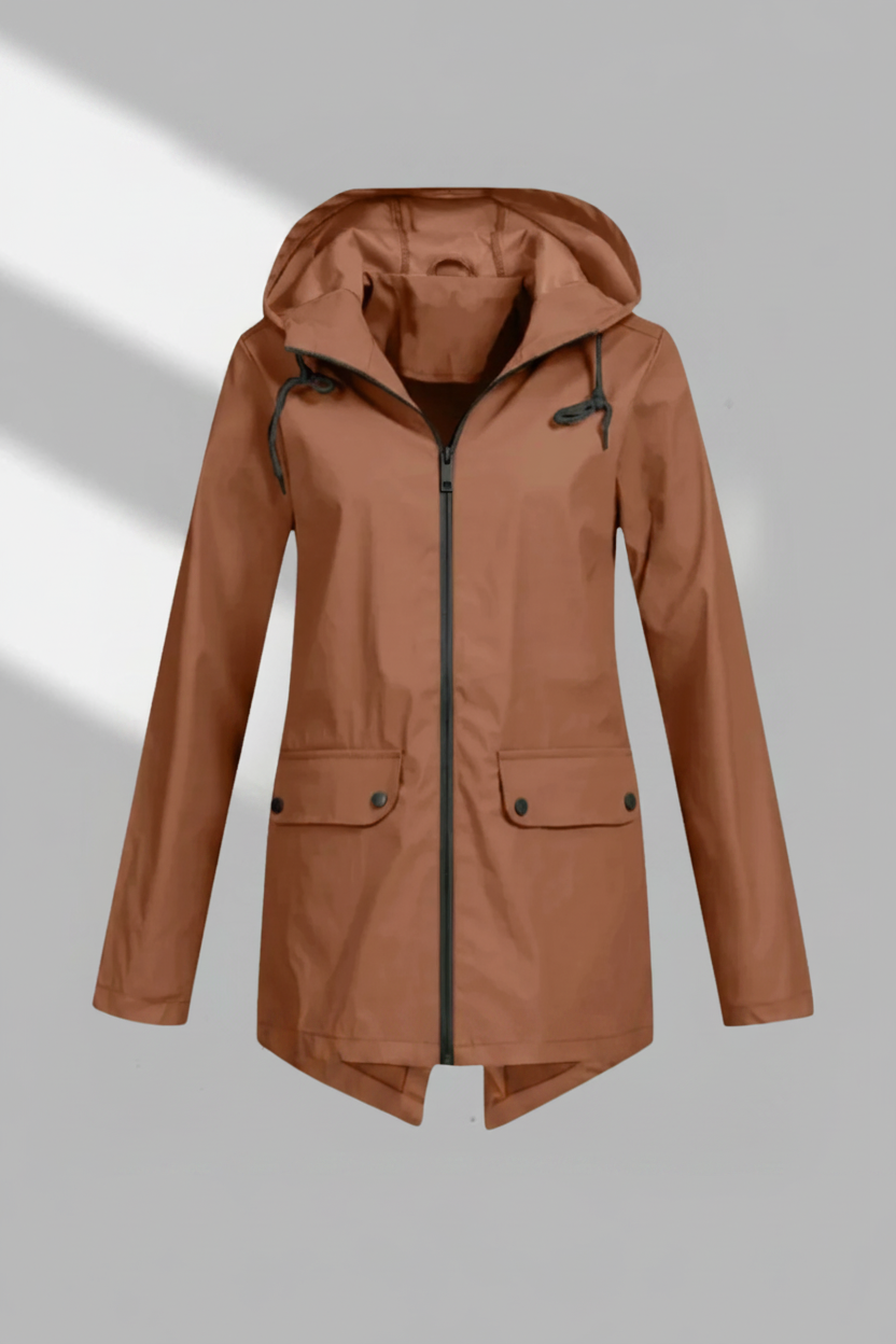 Manteau utilitaire à capuche et fermeture éclair longue