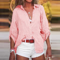 Brisa | Chemise en Lin pour Femme, Boutonnée, Manches Longues, Top Oversize