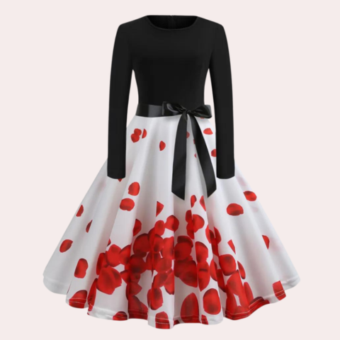 Robe à col rond à motifs floraux pour femme | Midi