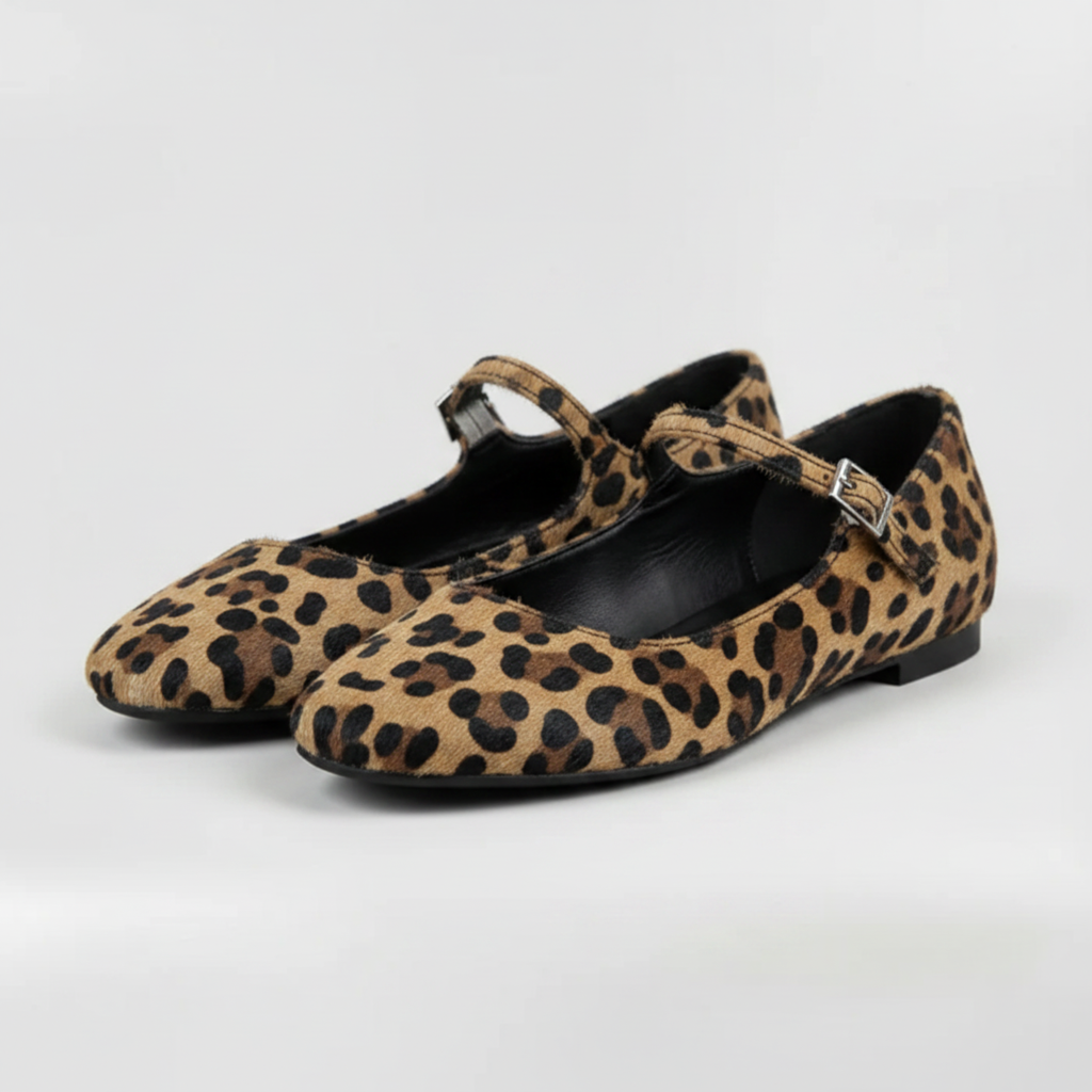 Ballerines Mary Jane à Imprimé Léopard pour Femme avec Bride à Boucle