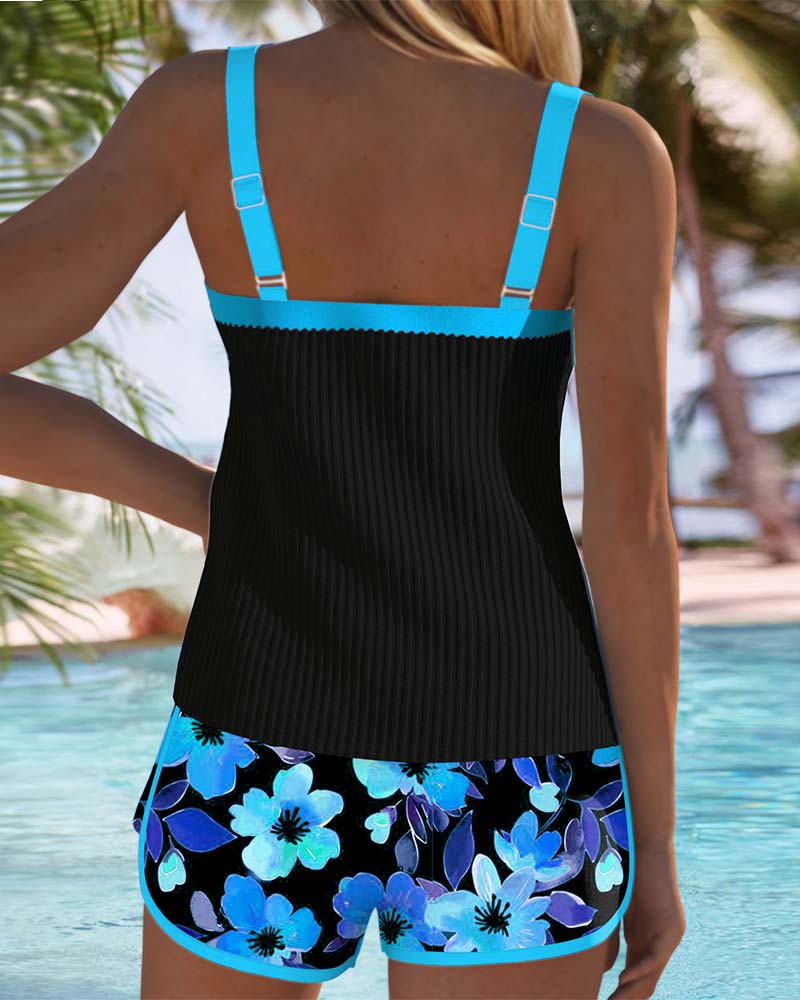 Daphne - Tankini avec Short et Imprimé Floral