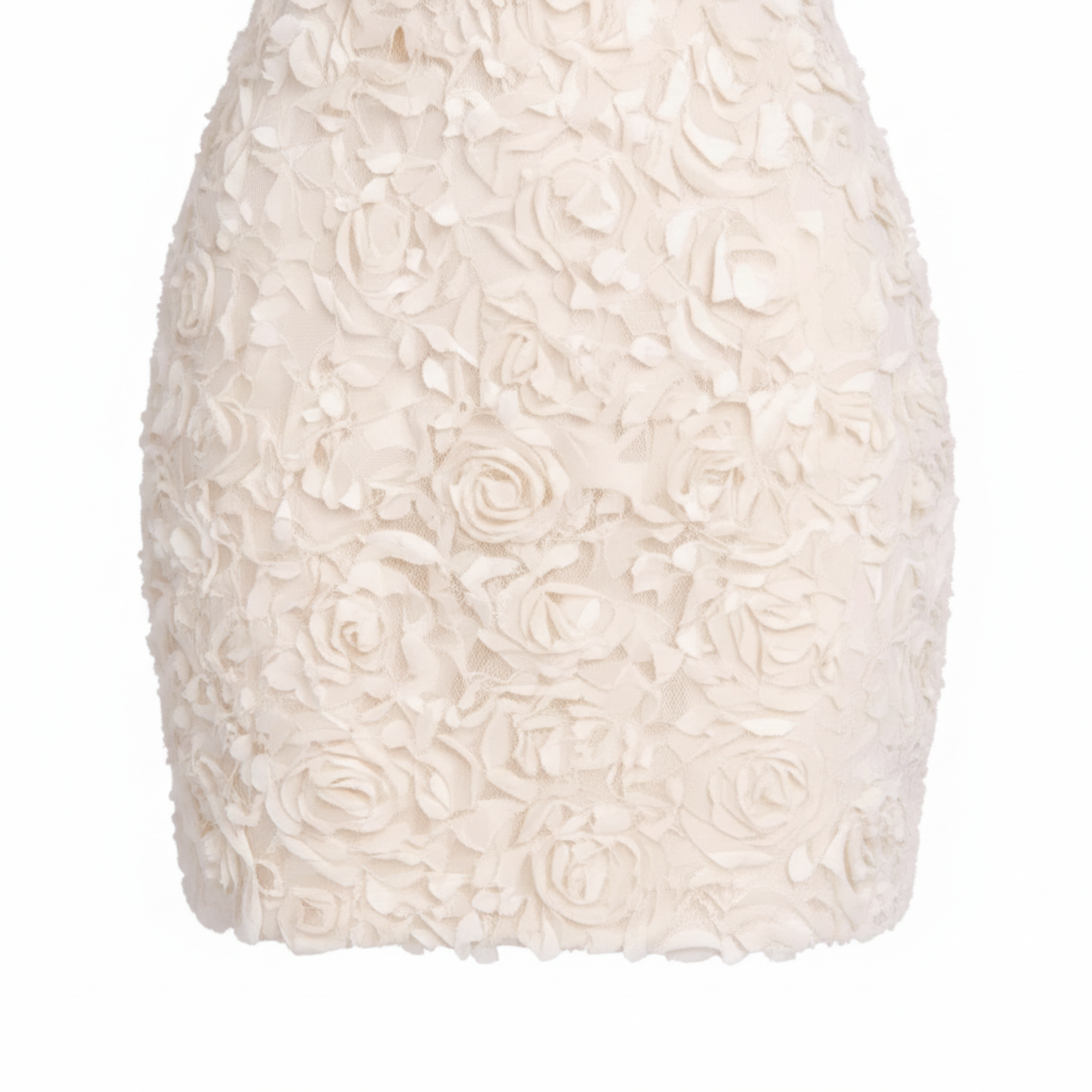 Robe Courte Ajustée à Appliqués Floraux 3D et Décolleté en V pour Femme