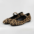 Ballerines Mary Jane pour Femme à Imprimé Léopard avec Bride et Semelle Plate