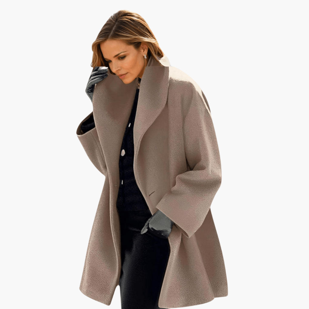 Manteau Femme avec Col Large et Coupe Longue