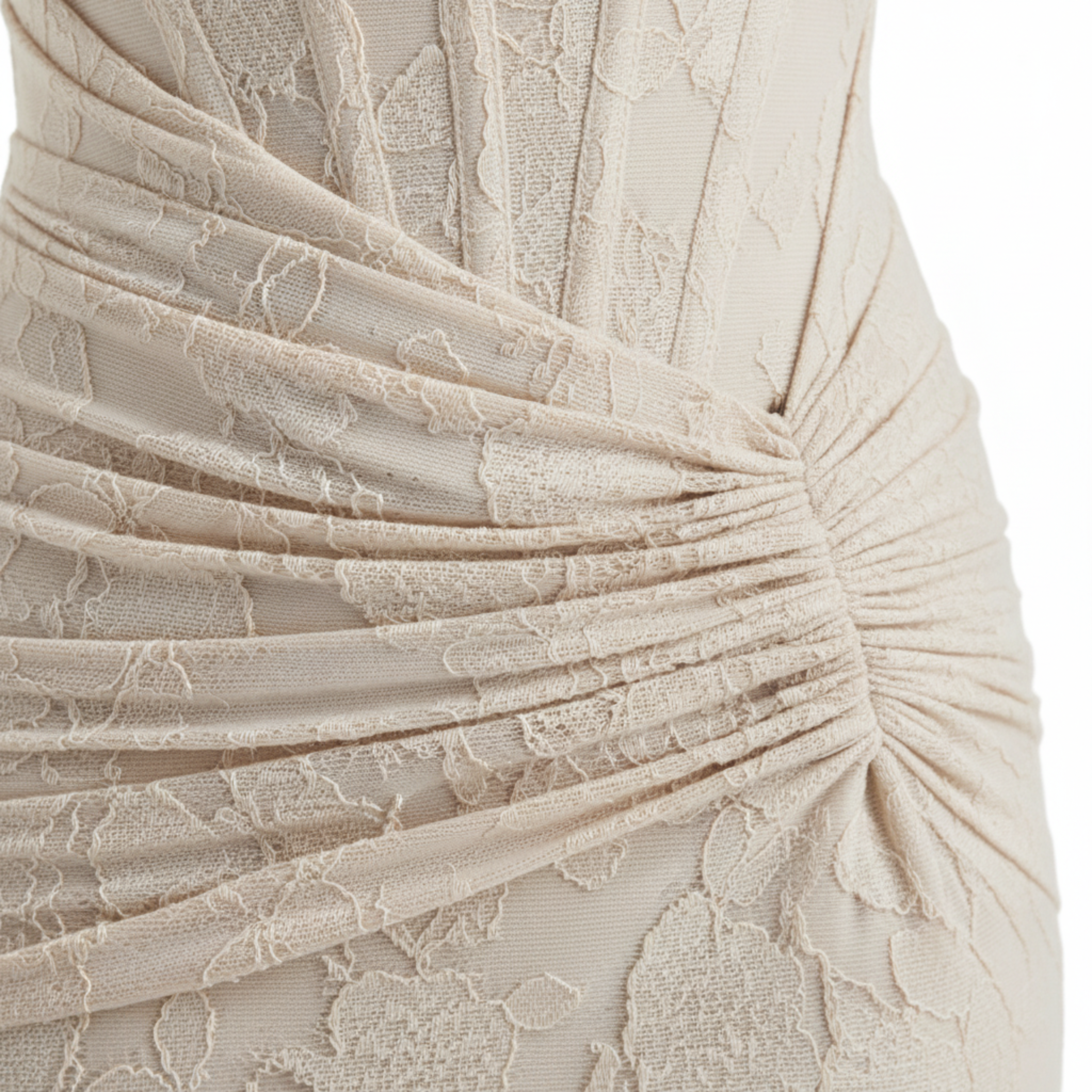 Robe Sirène en Dentelle avec Épaules Dénudées et Bustier pour Femme