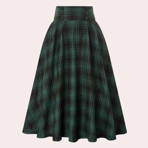 Jupe à carreaux élégante à taille haute pour femme | Midi
