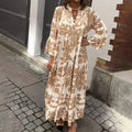 Kate | Robe Midi Imprimée Boho à Manches Longues pour Femmes