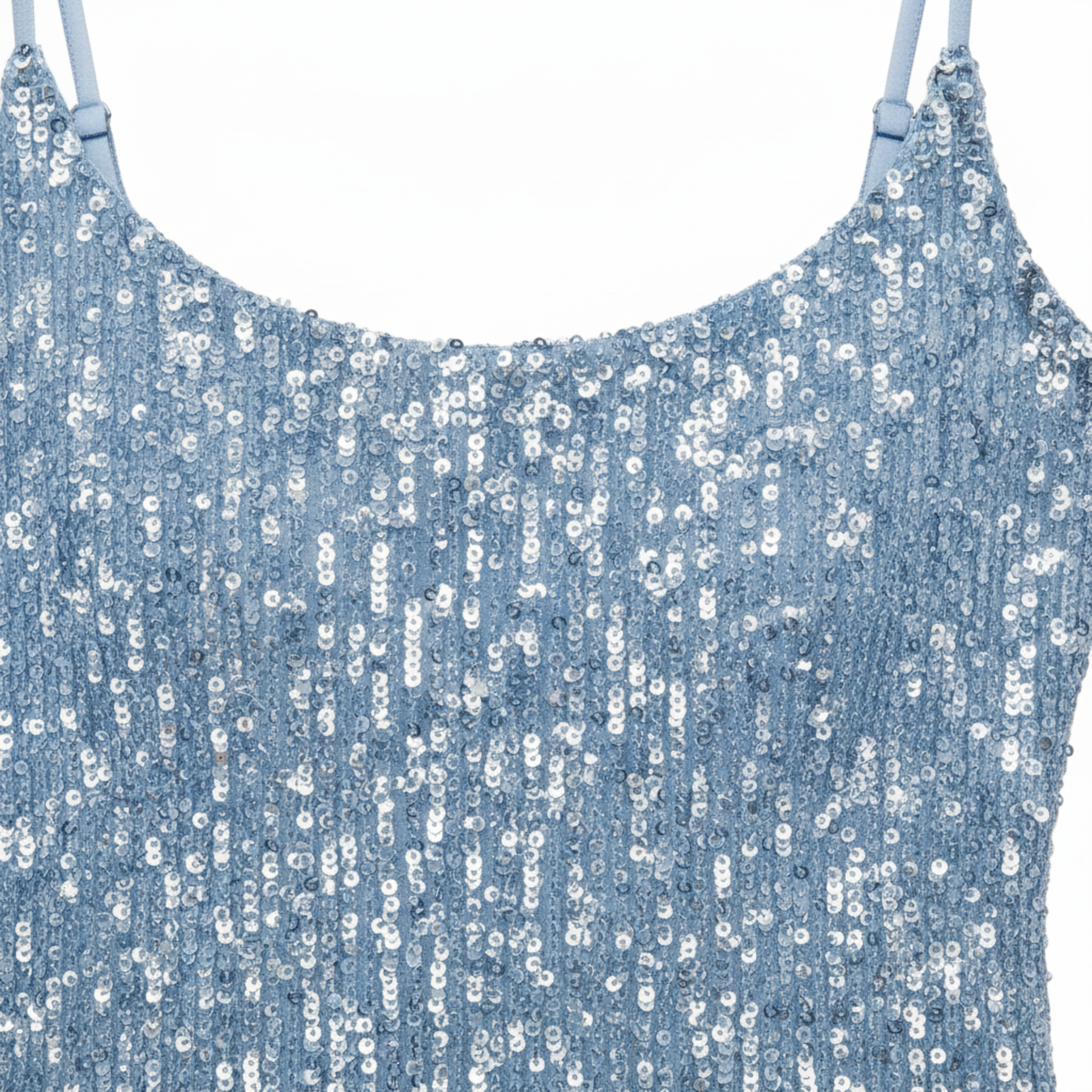 Robe Invitée de Mariage à Paillettes et Bretelles Spaghetti pour Femme