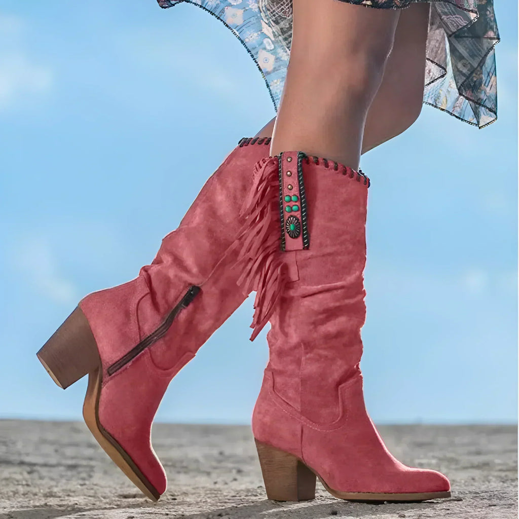 Sofia | Bottes élégantes pour femmes avec franges et talon stable