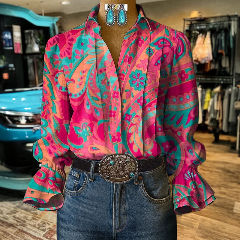Haut à motif floral rétro