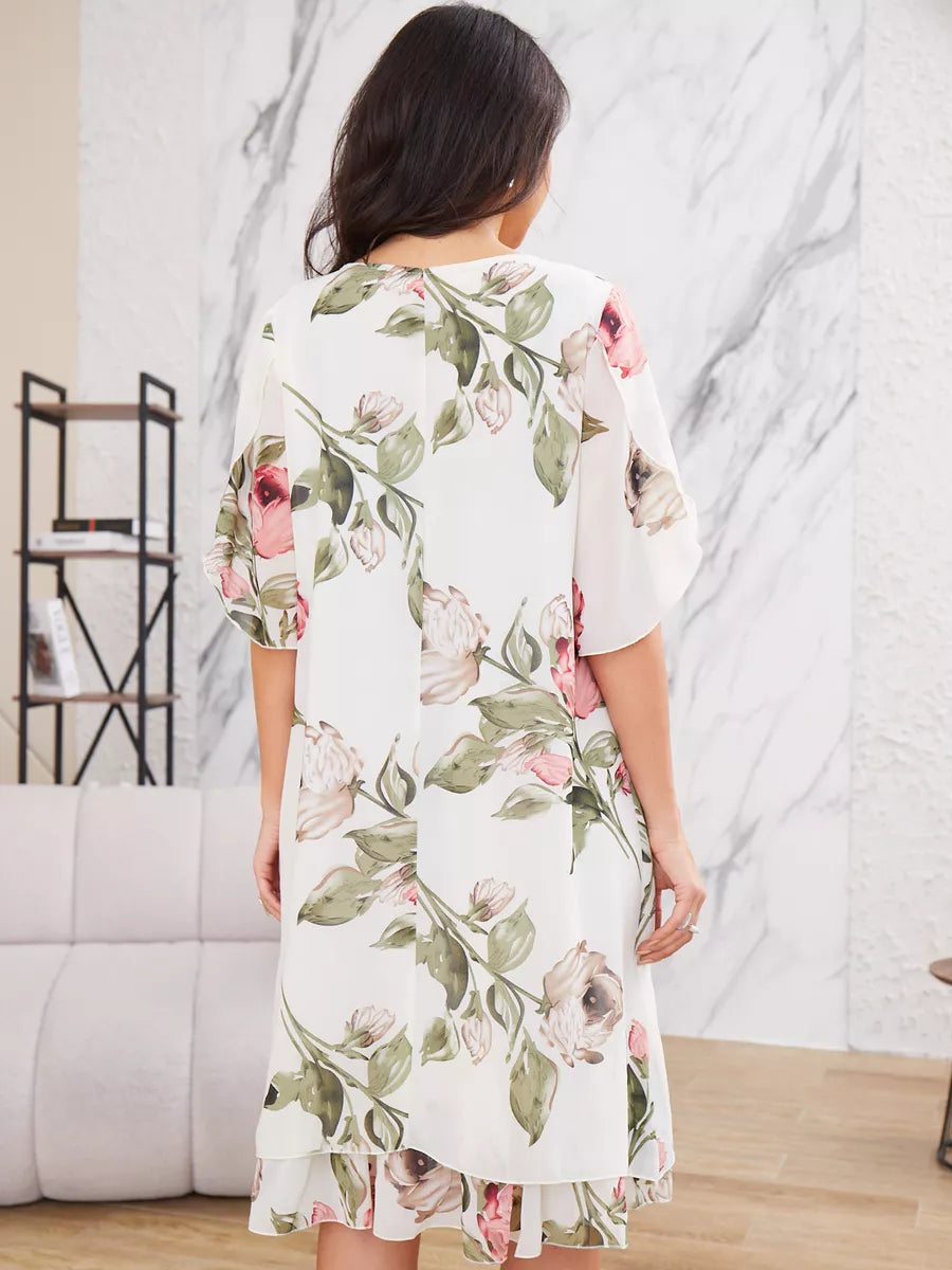 Camila™ – Robe en Chiffon Élégante avec Fleurs