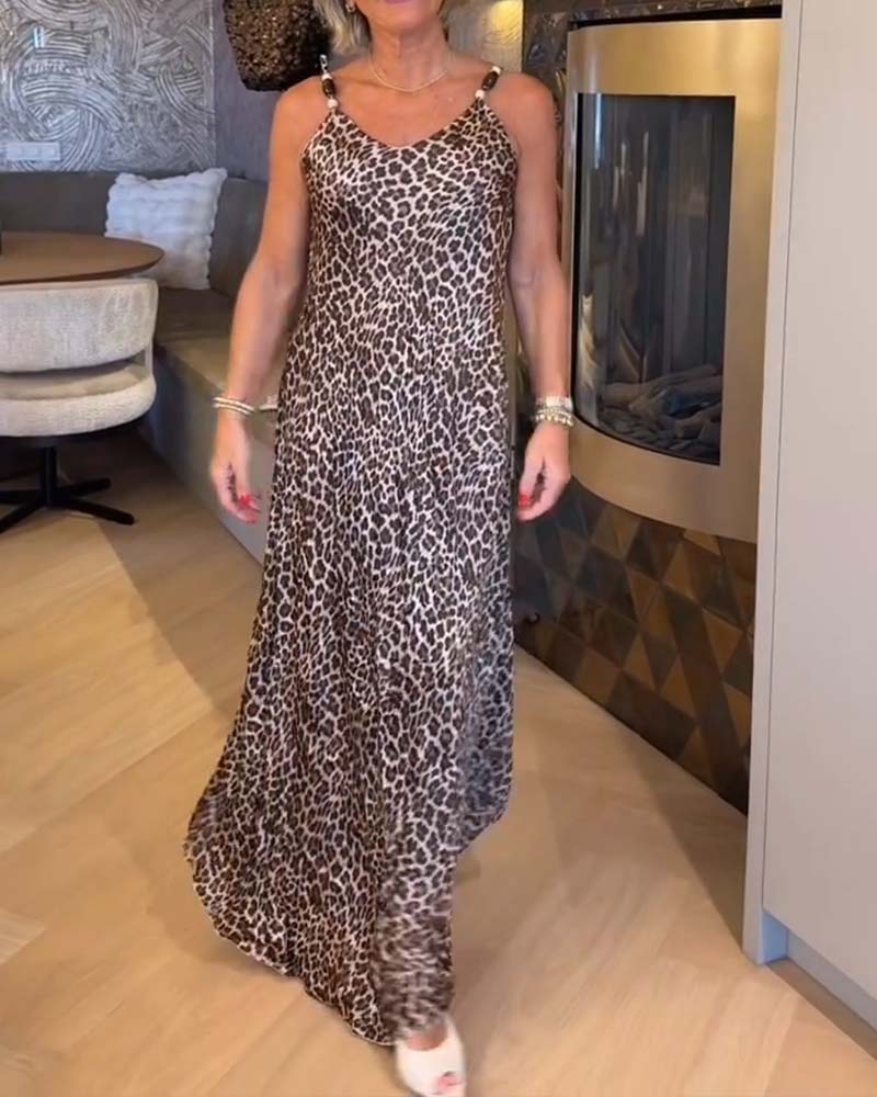 Robe Camisole Léopard Imprimé Décontractée