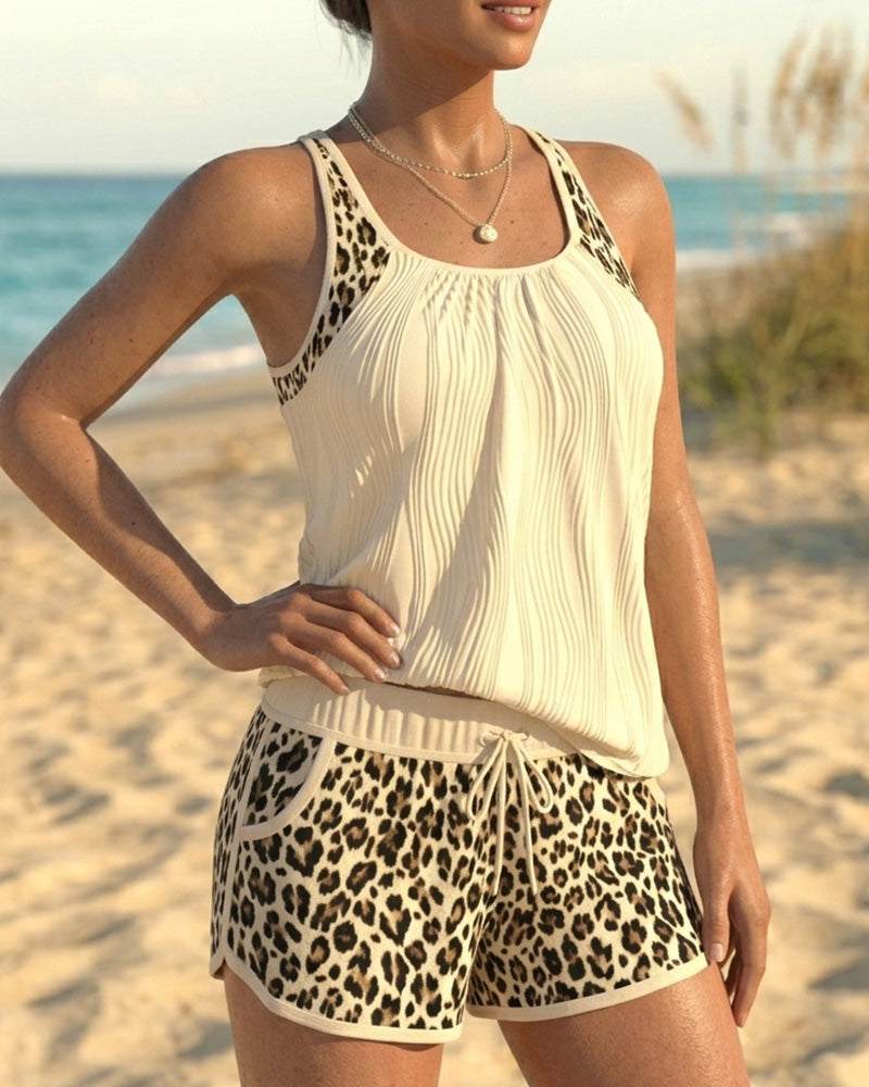 Tankini Motif Léopard Lacet