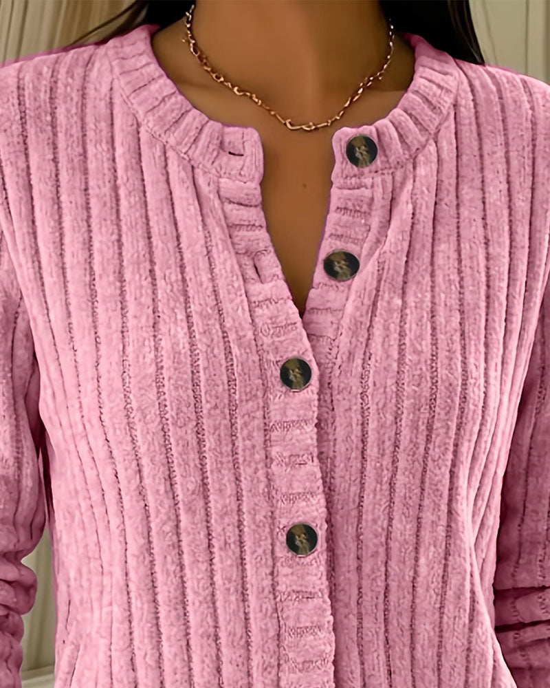 Manteau élégant à boutons et col rond