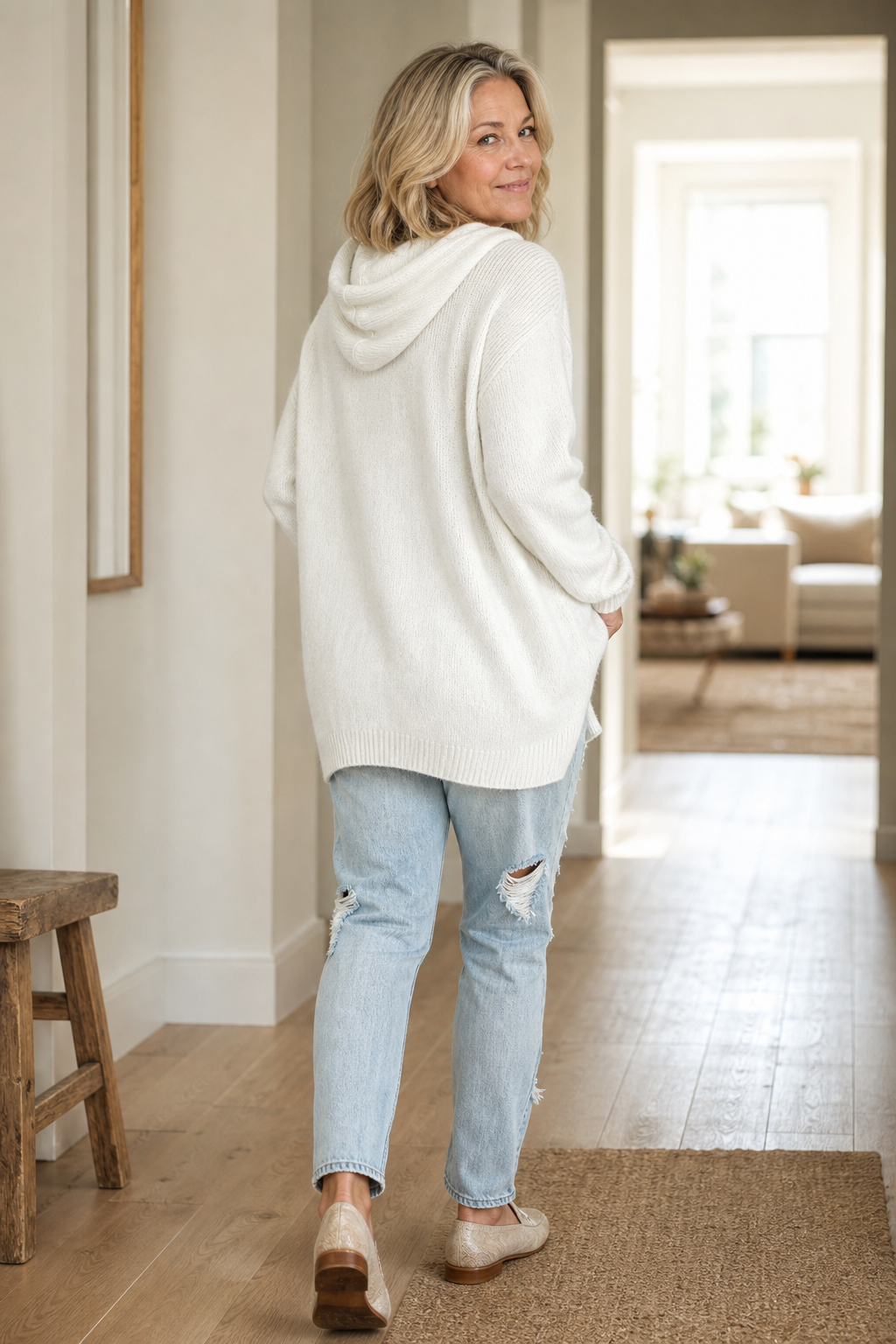 Alina | Pull en tricot oversize moderne et décontracté avec capuche