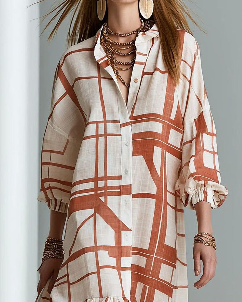 Robe Bouton Rayure Volant
