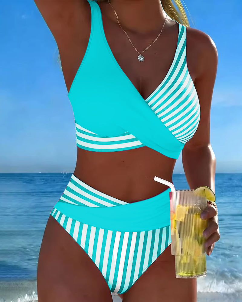 Giulia | Bikini rayé pour femmes avec décolleté en V