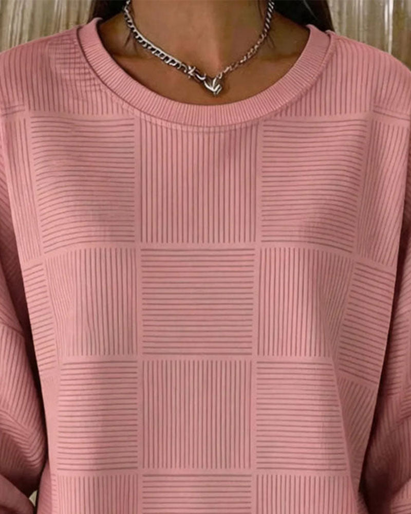 Pull-over en sweat à manches longues avec texture en grille