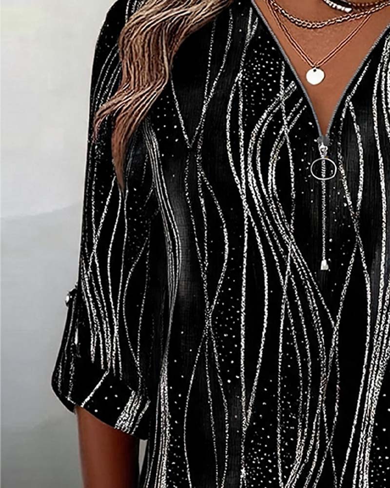 Blouse Fermeture Éclair Ligne Shimmer