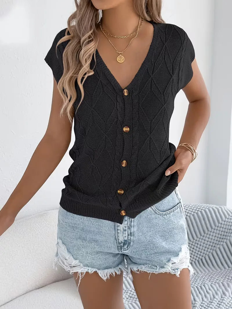 Emma - Top en Tricot Élégante à Col V