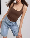 Débardeur Col En U Bretelles Unie Slim Fit