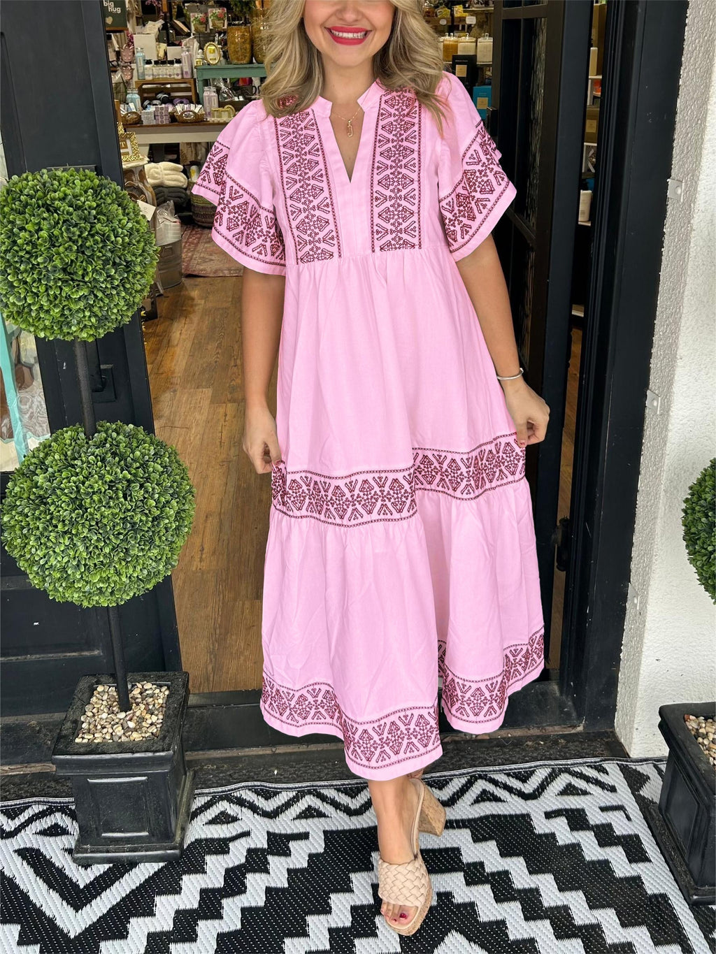 Alice | Robe Midi Boho à Col V pour Femmes d'Été