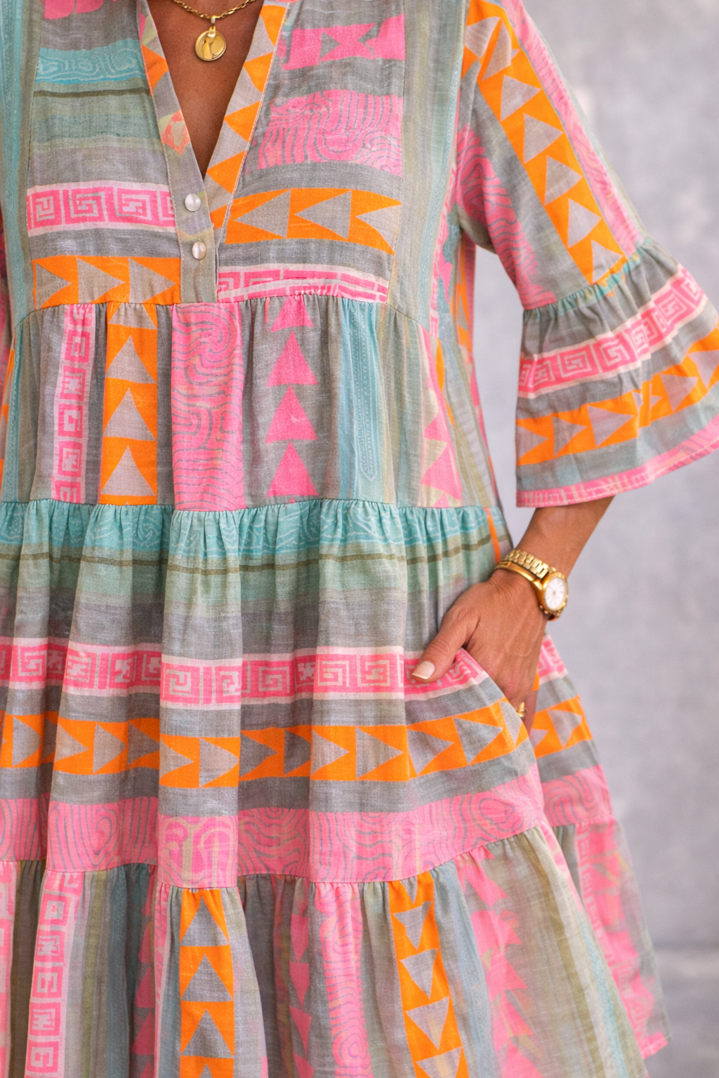 Elena | Robe midi fluide à motifs