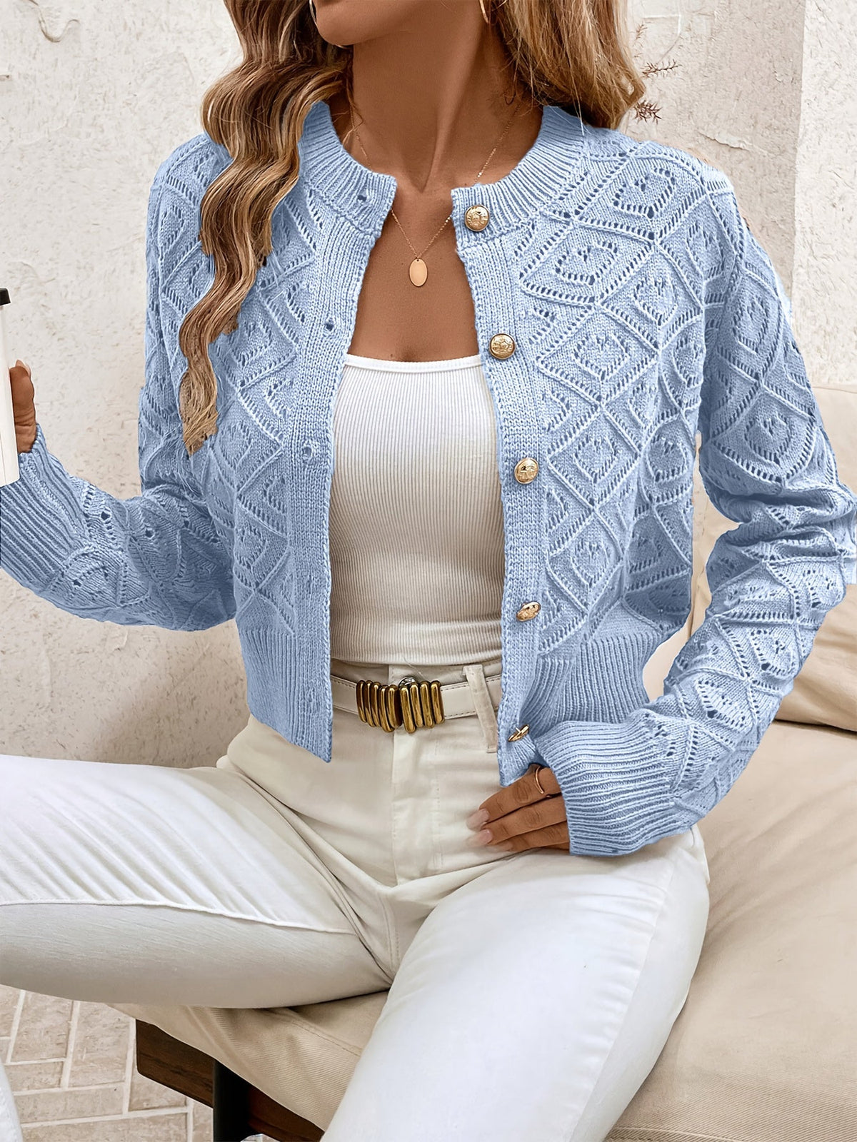 Martine - Gilet Élegant en Tricot avec Boutons