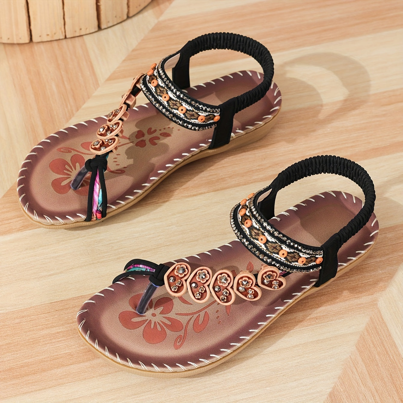 Sandales Plates Avec Brides Décoratives Et Fermeture Cheville Pour Femmes | Idéal Pour La Saison Estivale Et Les Sorties