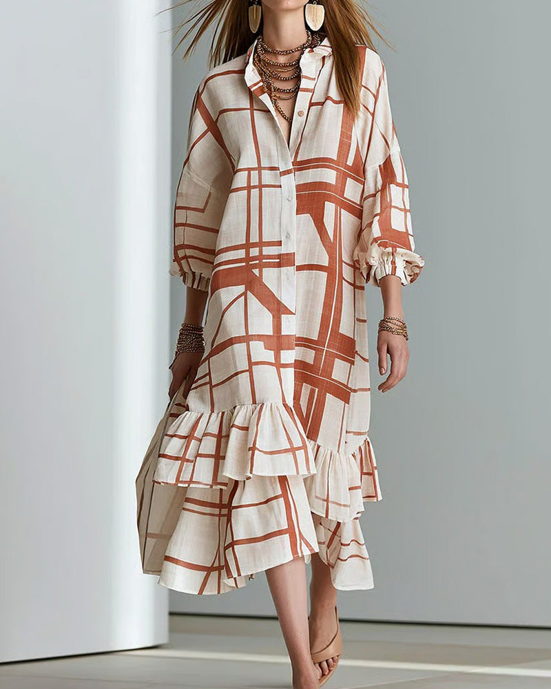 Robe Bouton Rayure Volant