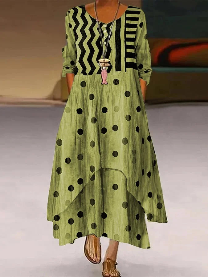 MW | Robe maxi à pois et motif géométrique