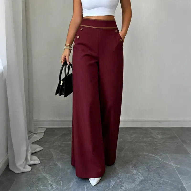 Gesine | Pantalon Marlene taille haute avec passepoils contrastés