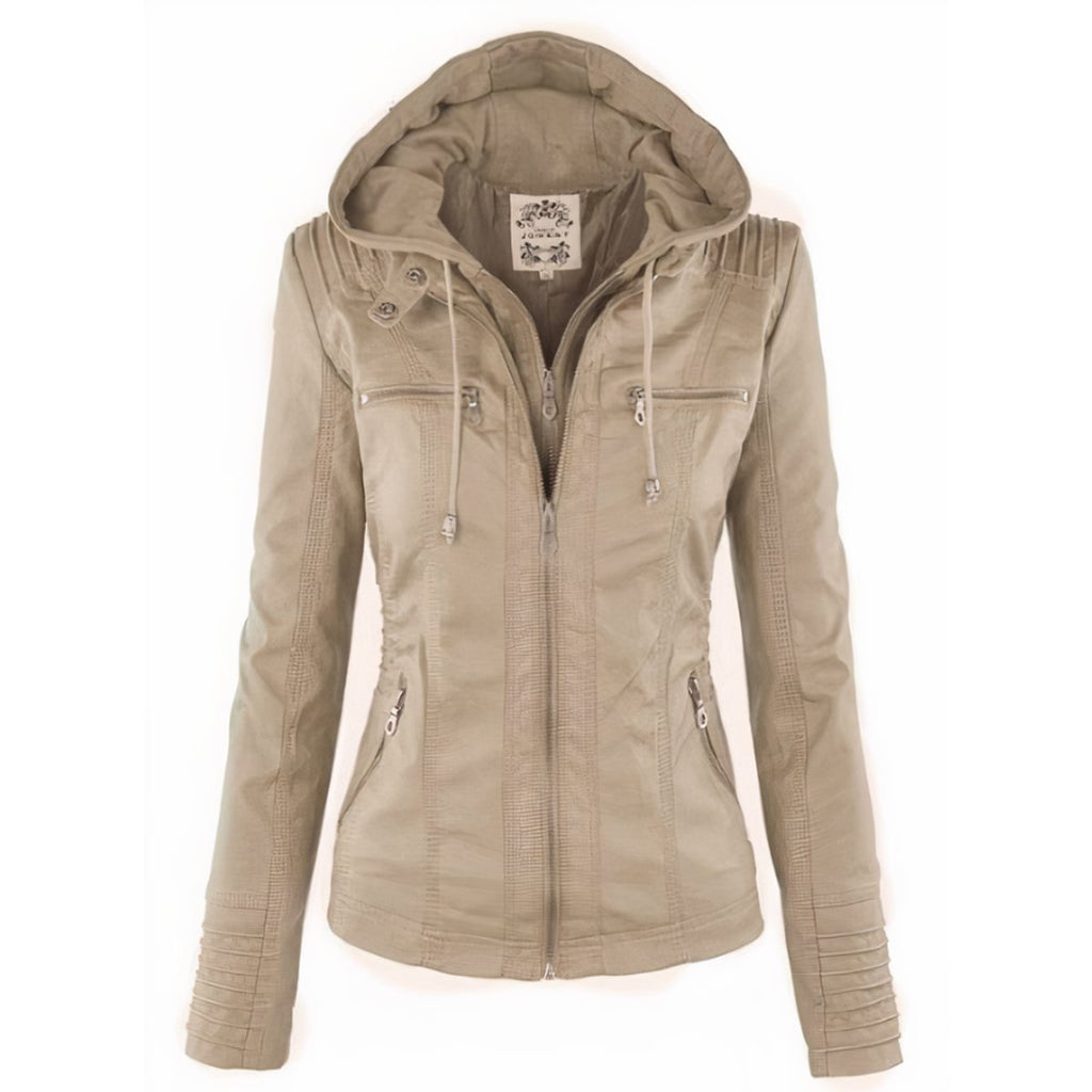 Martina | Veste en Cuir Élégante et Polyvalente avec Capuche Amovible